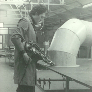 Seamus Quinn extrusion welding a polyprop elbow 1977
